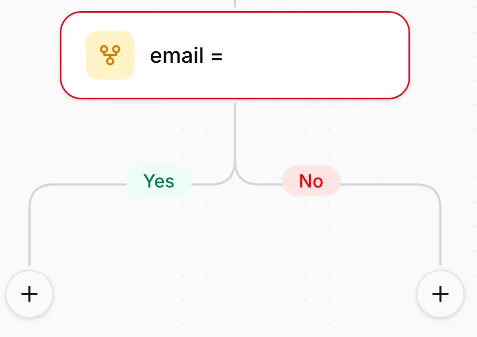 Condition based on variables placed in the sequence, with its Yes and No branches