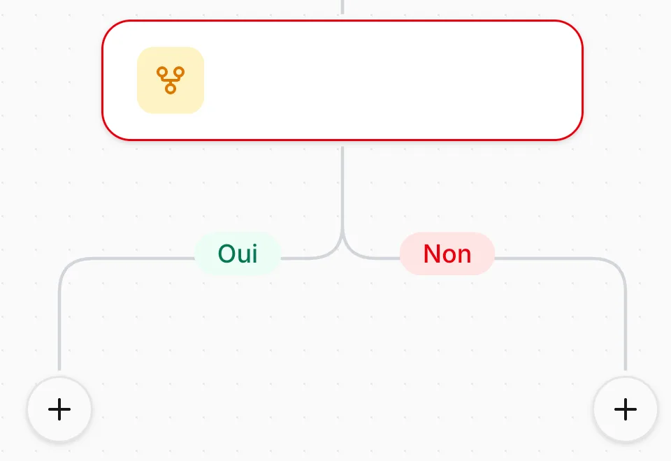 Condition basée sur des variables posée dans la séquence, avec ses branches Oui et Non